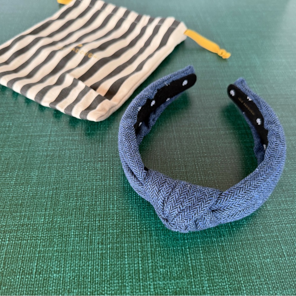 Lele Sadoughi light denim knotted headband.